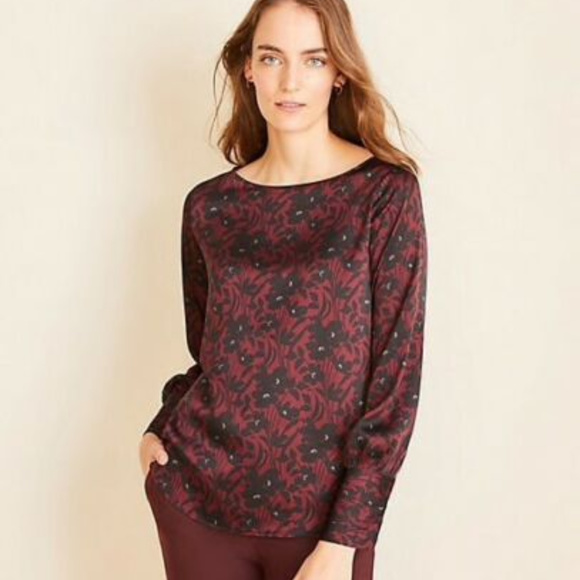 Ann Taylor Tops - Ann Taylor Floral Boatneck Blouse